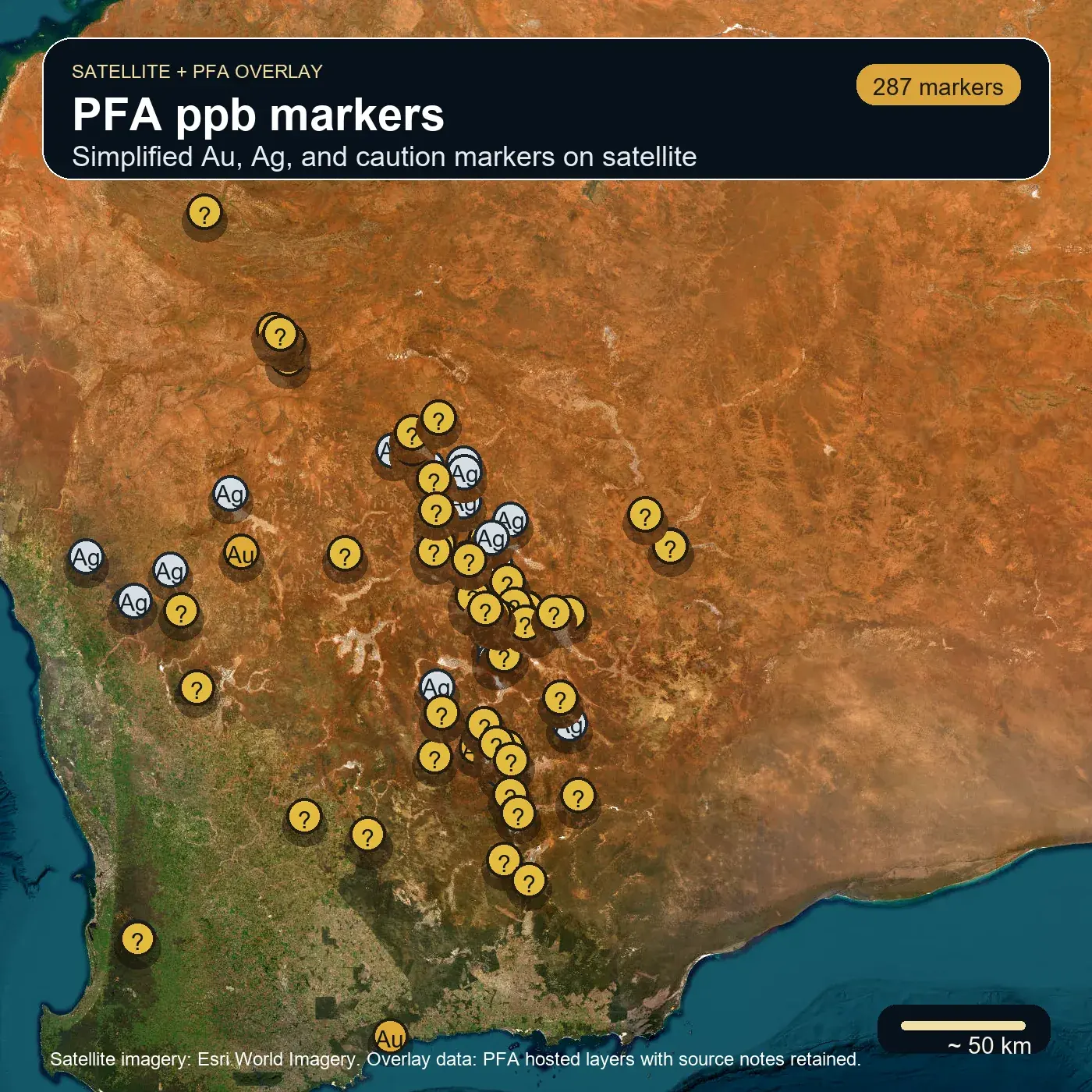 Soil samples and PFA ppb markers PFA overlay screenshot