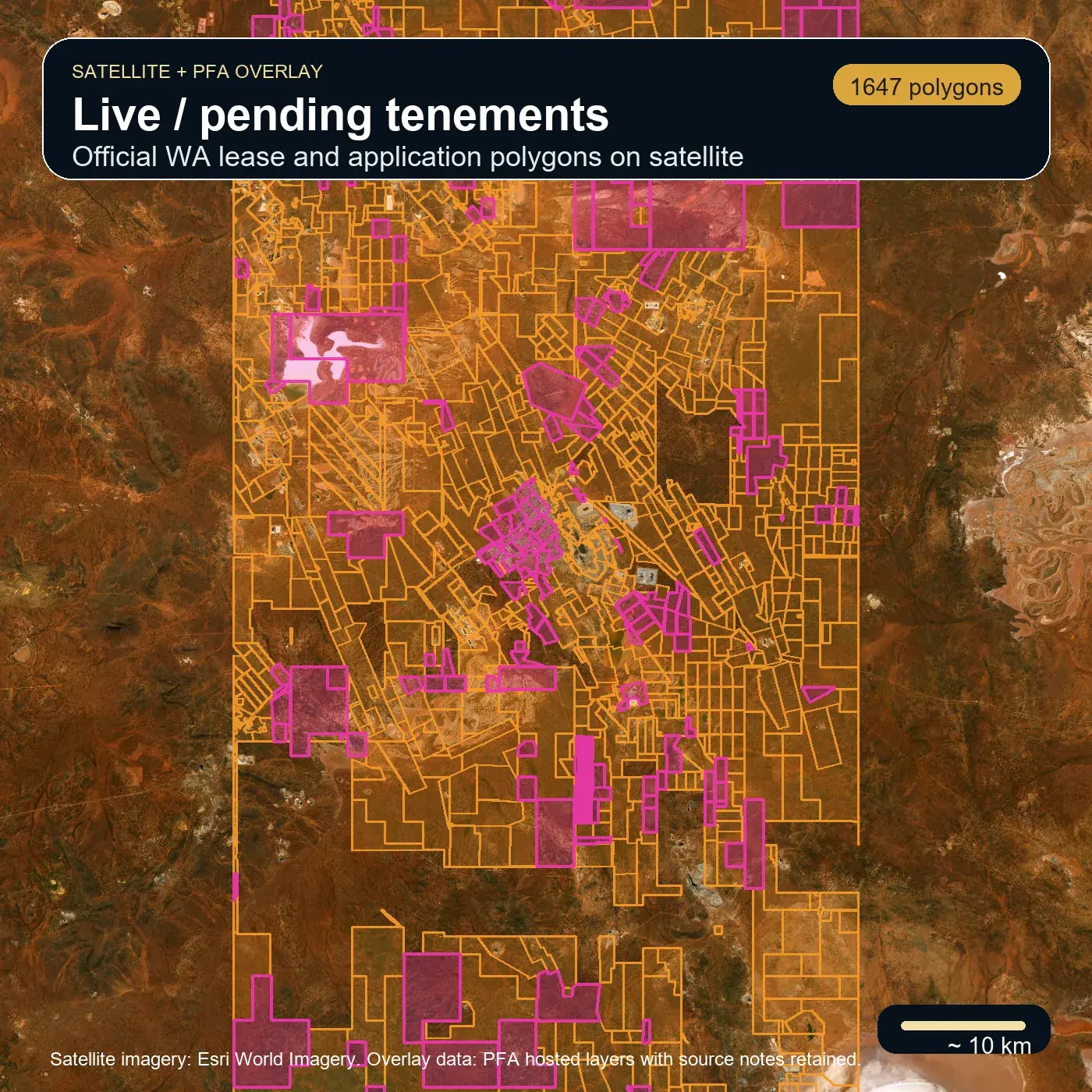 Live and pending tenements PFA overlay screenshot