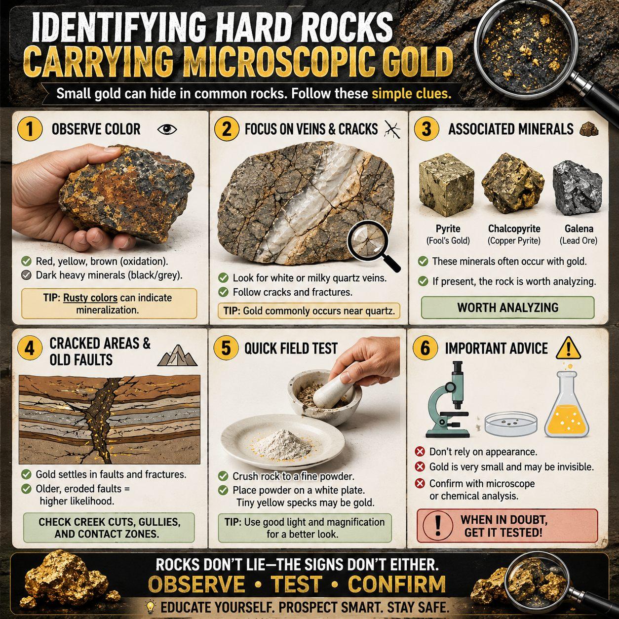 Quartz, ironstone, and gossan clues PFA field guide visual